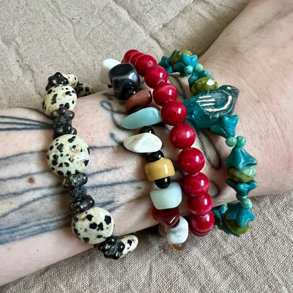 Four Stretchy Beaded Bracelets - image 1